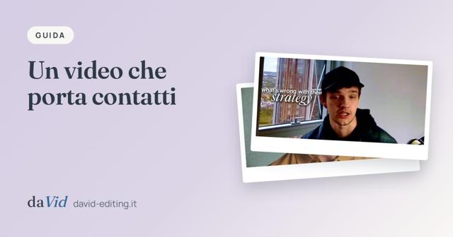 Copertina: «Un video che porta contatti», con fotogrammi di lavori del portfolio